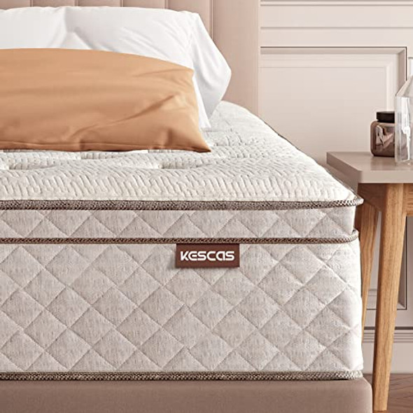 KESCAS 12 INCH MEMORY FOAM HYBRID QUEEN - CREME