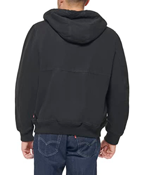 LEVI'S WORKWEAR FAUX SHEARLING LINED COTTON CANVAS JACKET, SIZE L, BLACK New