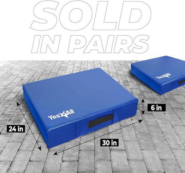 Yes4All Exercise Mats 6" Silencer Drop Pads PVC Cover, UZAJ1 - Blue/White Yes4All Exercise Mats 6" Silencer Drop Pads PVC Cover, UZAJ1 - Blue/White