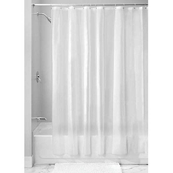 Design Vinyl Shower Liner, PVC-Free Curtain with Magnets, 72" x 72", Frost White New