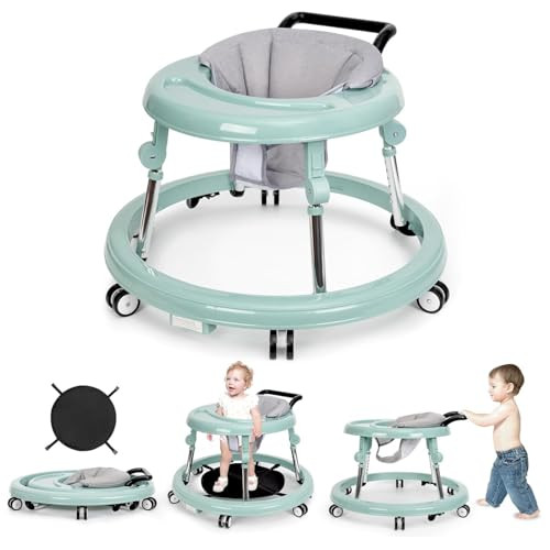 WISMIND Baby Walker Foldable with 9 Adjustable Heights BW001 - Green