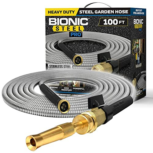 BIONIC STEEL PRO METAL GARDEN HOSE 100 FT 304 STAINLESS STEEL- STAINLESS STEEL