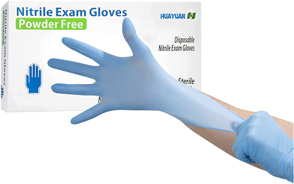 HUAYUAN® NITRILE EXAM GLOVES, 100 PCS - SMALL - BLUE New