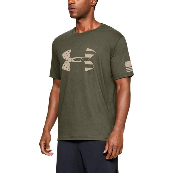 UNDER ARMOUR FREEDOM TONAL BIG FLAG LOGO TEE MEN'S S GREEN - 1333367 New