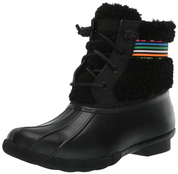SPERRY WOMEN'S SALTWATER SHERPA RAIN BOOT SIZE 8.5 RAINBOW/BLACK