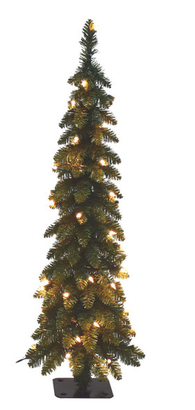 SANTA'S WORKSHOP 15960 PENCIL SLIM TREE 70 UL LIGHTS 4 FOOT-CLEAR/MULTICOLOR