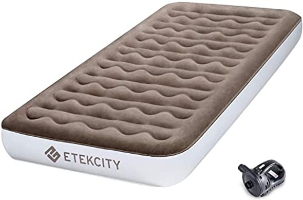 ETEKCITY AIR MATTRESS UPGRADED TWIN SIZE CAMPING BLOW UP BED - BROWN