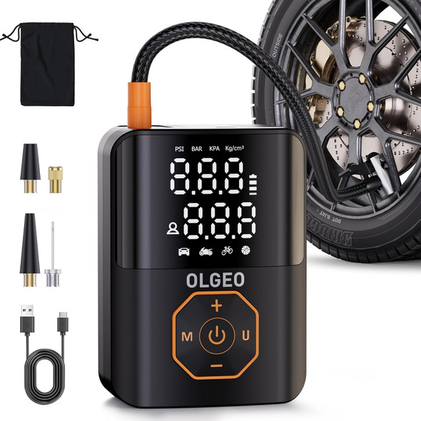 OLGEO TIRE INFLATOR PORTABLE AIR COMPRESSOR 160PSI TIRE INFLATOR FOR CAR - BLACK