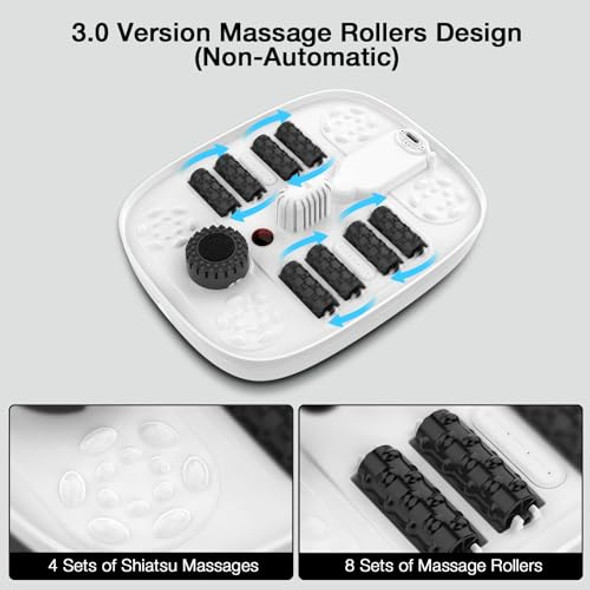HOSPAN COLLAPSIBLE FOOT SPA WITH HEAT BUBBLE RED LIGHT FS01A - WHITE
