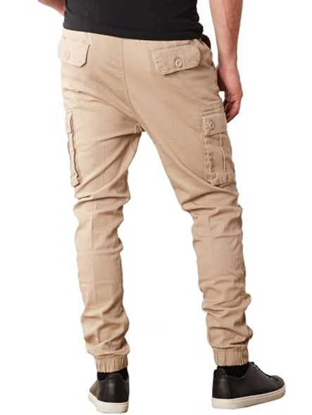 GALAXY BY HARVIC MEN'S TWILL CARGO JOGGERS SIZE MEN XL KHAKI New