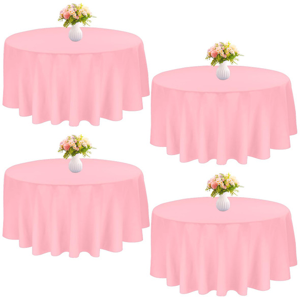 4 Pack Round Tablecloth 90 Inch Polyester Round Table Cloth Pink Tablecloths New