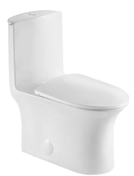 JINGZE DUAL FLUSH ELONGATED STANDARD ONE PIECE TOILET BATHROOM - WHITE