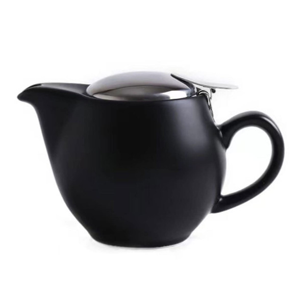AUXMEWARE SMALL CERAMIC TEAPOT WITH STAINLESS STEEL INFUSER 350ML/12.0OZ - BLACK