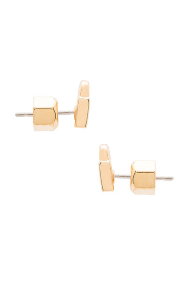 MARC BY MARC JACOBS LOCKED UP STUDS EARRINGS - ORO