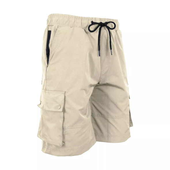 JUMP START MEN'S MOISTURE WICKING PERFORMANCE CARGO SHORTS - SIZE: MEN L - KHAKI New