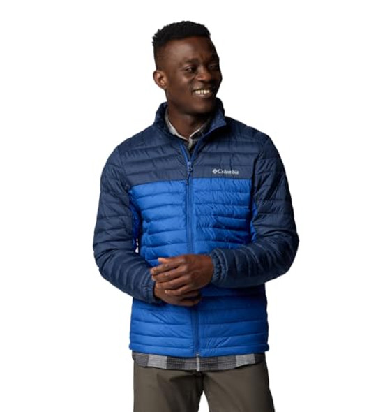 2098731433 Columbia Men's Silver Falls II Jacket, Mountain Blue/Collegiate Navy New
