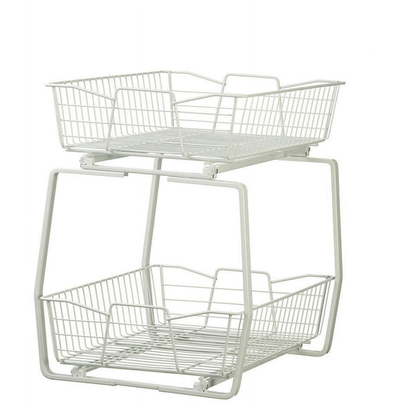 CLOSETMAID 2T-KCPO-1814 18" H X 14" W 2-TIER CABINET PULL-OUT ORGANIZER - WHITE