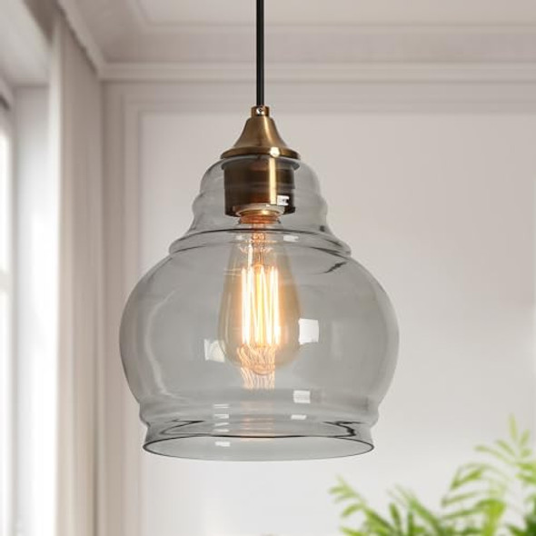 KSANA GOLD PENDANT LIGHT KITCHEN ISLAND MODERN SMOKED GREY PENDANT LIGHT風吹けば New