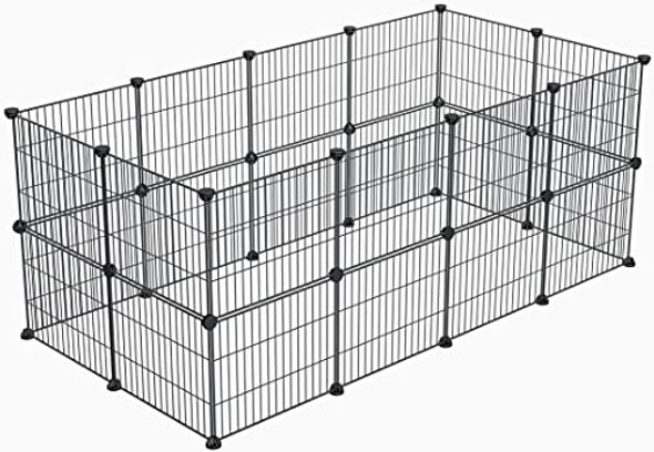 LURIVA SMALL ANIMAL PLAYPEN GGUINEA PIG CAGES 15 X 12 INCH, 24 PANELS BLACK