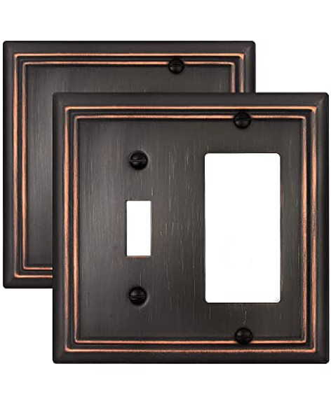 ZILLSEA COMBINATION METAL WALL PLATE 2 PACK - BRONZE
