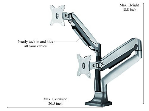 TechOrbits Universal Desk Mount for Dual Monitor - Fits Two 13-30" Monitors