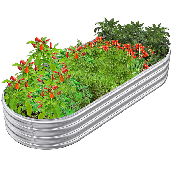 MOSTMAHES 6x2.3x1ft Raised Garden Bed Flowers, Raised Planter Box - SILVER