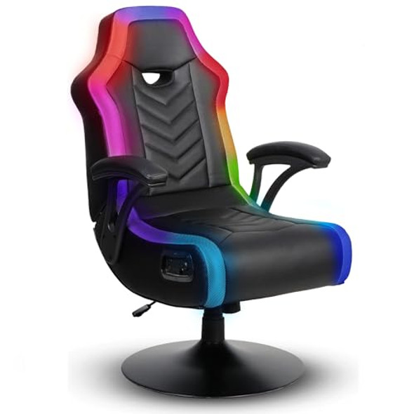 X ROCKER PC COMPUTER VIDEO GAMING OFFICE PEDESTAL CHAIR BUILT IN AUDIO - BLACK