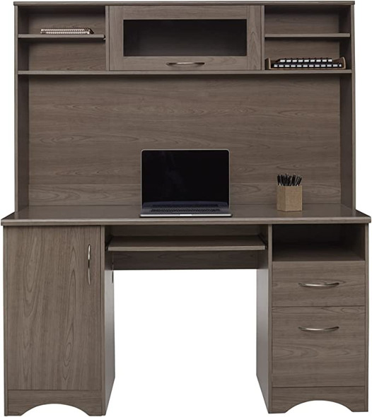 Realspace Pelingo 56” W Desk with Hutch 833142 - Gray