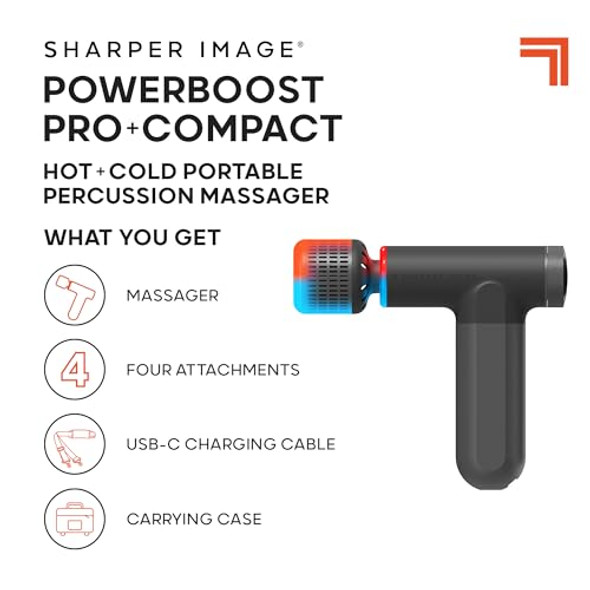 Sharper Image Powerboost Pro Hot Cold Compact Deep Tissue Massage Gun - Black