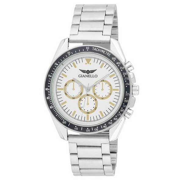 GIANELLO PILOT 42 STAINLESS STEEL BRACELET WATCH - SILVER