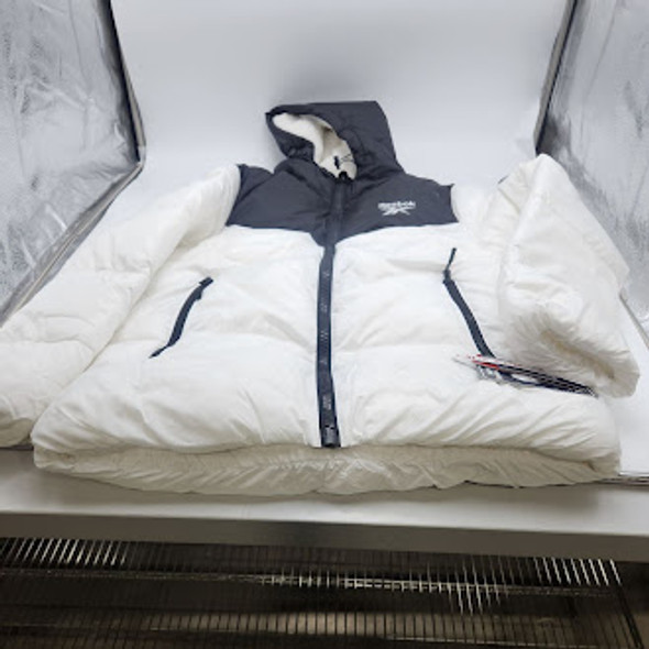 REEBOK MEN BLACK/ NORTHERN NIGHT PARKA COAT - SIZE: MEN L - WHITE New