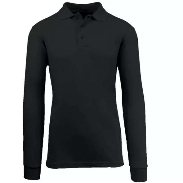 JUMP START MEN'S MODERN FIT LONG SLEEVE POLO SHIRT - SIZE: MEN M - BLACK New