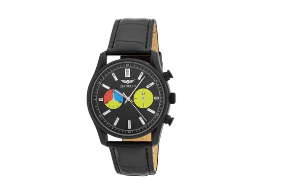 GIANELLO MEN'S PRISM 41 STRAP WATCH - BLACK