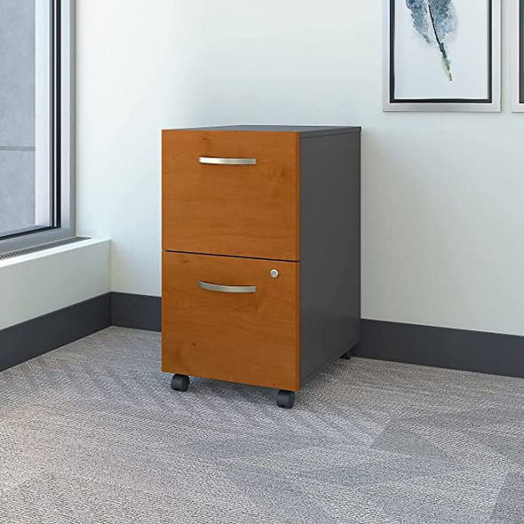 Bush Furniture 2 Drawer Mobile File Cabinet WC72452 Natural Cherry/Graphite Gray