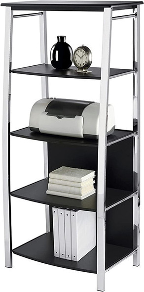 Realspace Mezza 60"H 4-Shelf Bookcase 851260 - Black/Chrome