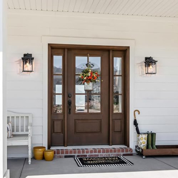 CLASSIC LEAVES OUTDOOR WALL LIGHTS, EXTERIOR WALL SCONCES - BLACK GOLD New