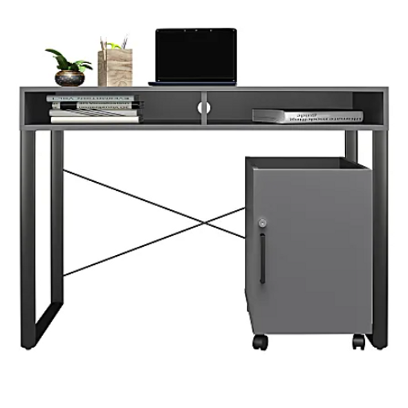 Brenton Studio Bexler 42 W Desk with Mobile Cart 5702757 - Gray/Black