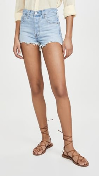 563270086 LEVI'S WOMEN 501 2.0 ROLL SHORTS - SIZE 30 - LUXOR HEAT BLUE New