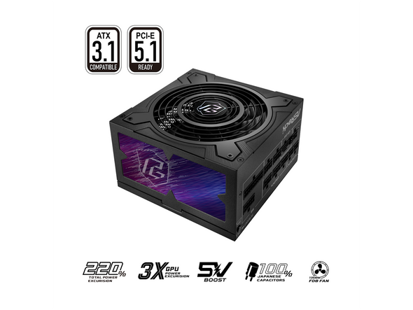 ASRock Phantom Gaming PG-850G 850W 80 PLUS GOLD & Cybenetics PLATINUM Full