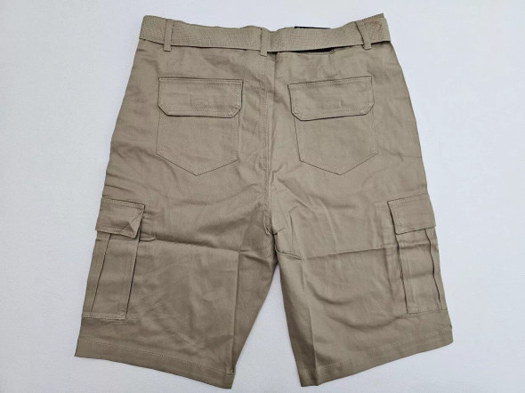 BLU ROCK NEW YORK 10" INSEAM CARGO POCKET W/BELT INCLUDED SHORTS MEN 36 - KHAKI New