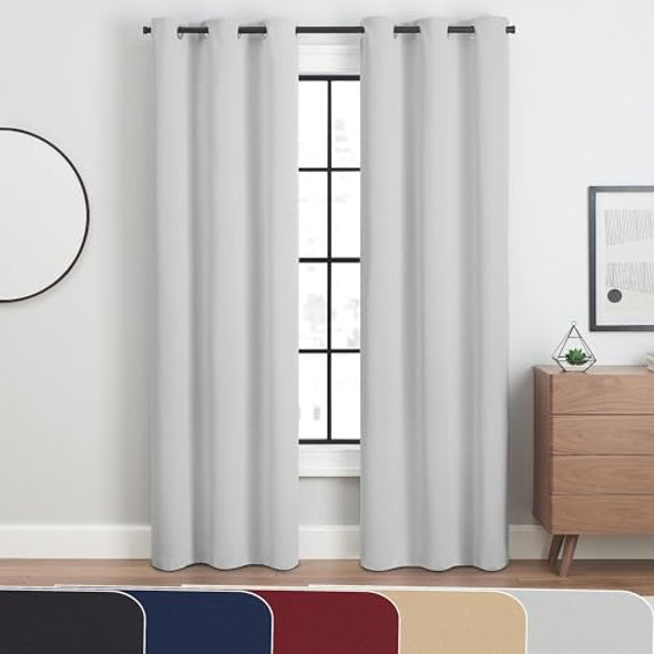 ECLIPSE ANDOVER SOLID TRIPLEWEAVE GROMMET CURTAINS (2 PANELS) 42 X 84 IN - WHITE