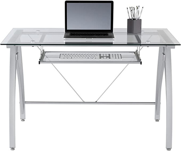 Realspace Vista 48"W Glass Computer Desk 9928618 - Silver