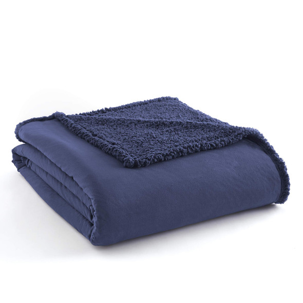 SHAVEL HOME PRODUCTS SHERPA REVERSE SMOKEY MT BLUE BLANKET - TWIN