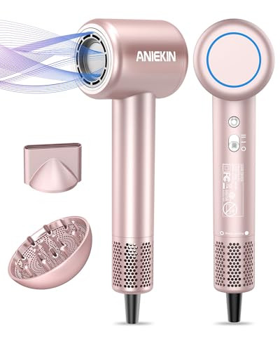 ANIEKIN HAIR DRYER IONIC LOW NOISE BLOW DRYER BRUSHLESS MOTOR F2 - PINK