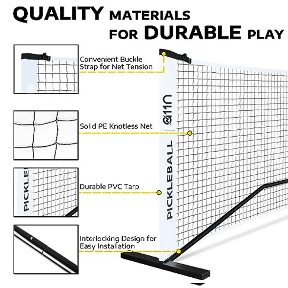 A11N SPORTS Portable Pickleball Net System - White & Black