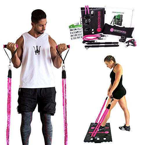 BODYBOSS 2.0 Full Portable Home Gym Workout Package Resistance Bands - Pink