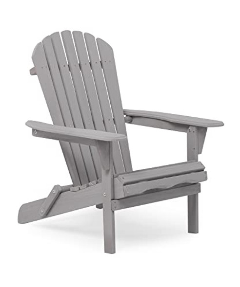 SoliWood Wooden Folding Adirondack Chair, Half Pre-Assembled 3018 - Grey New