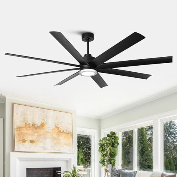 PARROT UNCLE 72" INDOOR INTEGRATED LED SMART CEILING FAN, LIGHT, REMOTE - BLACK