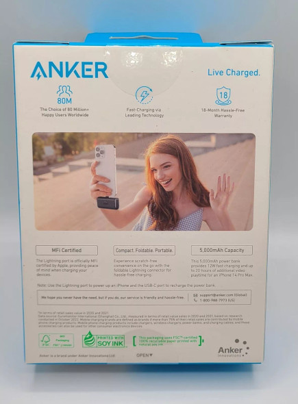 ANKER NANO POWER BANK 22.5W DUAL USB-C CONNECTOR MADE FOR APPLE PRODUCTS - BLACK New