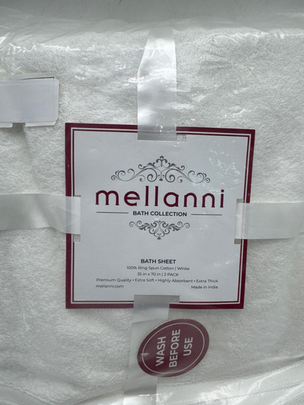 MELLANNI BATH SHEETS 100% COTTON TOWELS 35"x70" 2 Pack - White New